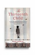 BestBuyBook cover of The Thirteenth Child by Mark deMeza featuring a girl, watchtower, and Amsterdam canal houses.