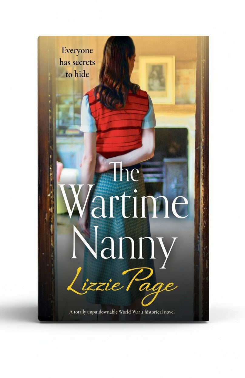 BestBuyBook cover art for The Wartime Nanny by Lizzie Page featuring a woman in a red vest and green skirt