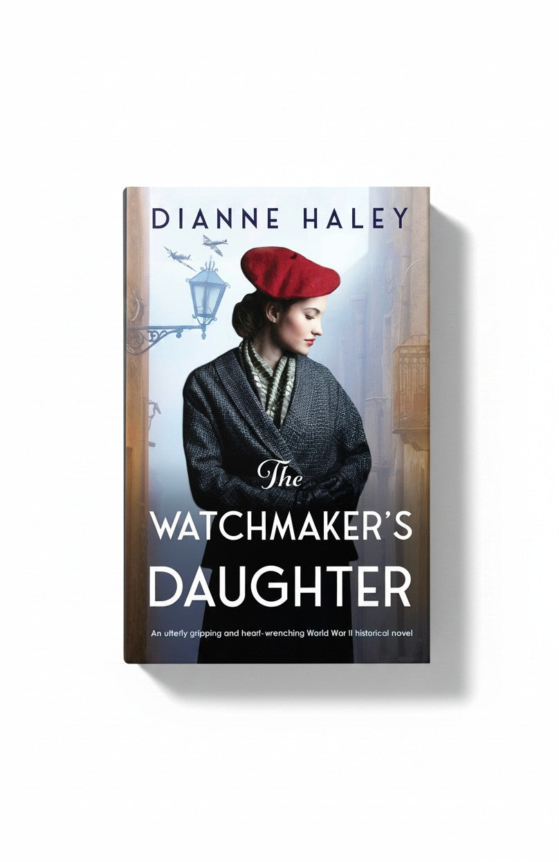 BestBuyBook cover of The Watchmaker's Daughter by Dianne Haley featuring a woman in a red beret in 1940s Europe.