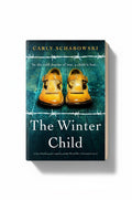 BestBuyBook The Winter Child book cover featuring worn leather toddler shoes on a dark wooden floor with barbed wire.
