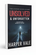 BestBuyBook true crime book Unsolved & Unforgotten by Harper Vale featuring a dark, mysterious road scene cover.