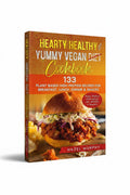 BestBuyBook Hearty Healthy & Yummy Vegan Diet Cookbook featuring a plant-based pulled jackfruit sandwich on the cover.