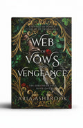 BestBuyBook cover of Web of Vows and Vengeance featuring a dagger, gold filigree, and dark forest foliage.
