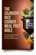 BestBuyBook The Zojirushi Rice Cooker Meal Prep Bible cover featuring a Zojirushi rice cooker and fresh ingredients.